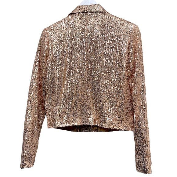 Venus Sequin Moto Jacket Blush Pink Size 2 Womens Sparkle Evening Party Disco - Picture 4 of 8